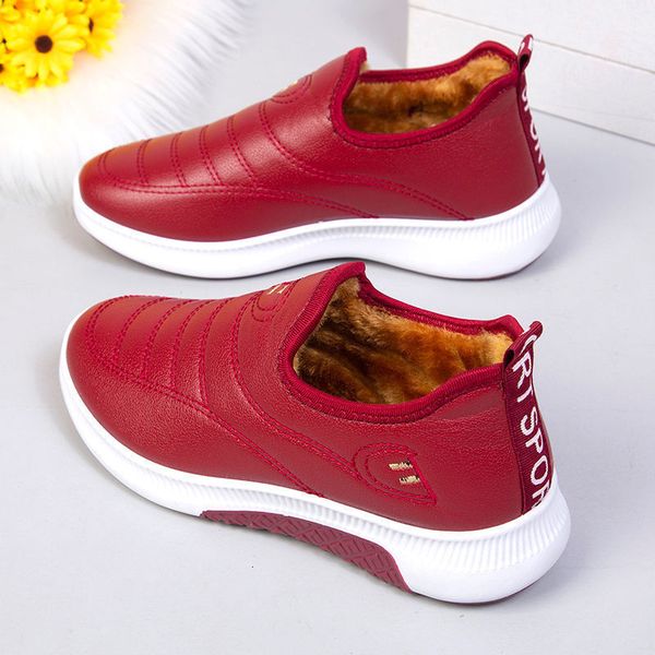 

boots snow women shoes warm plush fur ankle winter female slip on flat casual waterproof sneakers 221129, Black