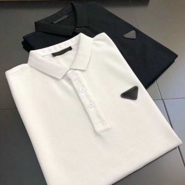 

high version cotton polo shirt mens sweatshirt triangle embroidered short sleeve t-shirt pd designer tshirt men casual pullover tee 4xl, White;black