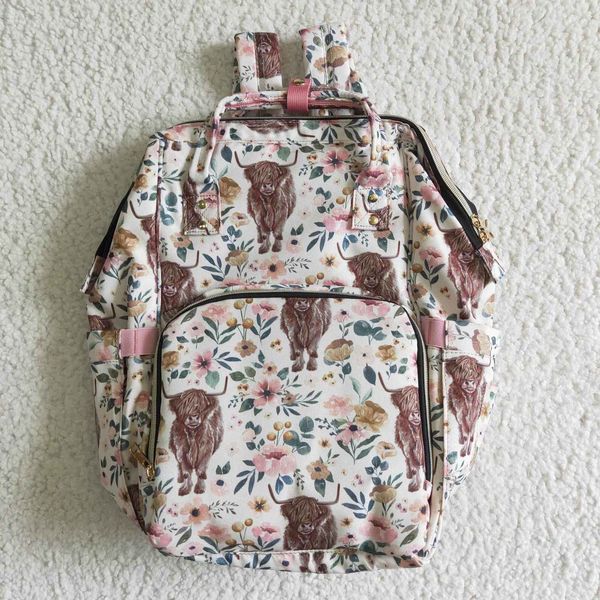 

backpacks children western highland cow flower backpack travel daypack toddler outdoor portable wholesale teen girl kids floral school bag 2