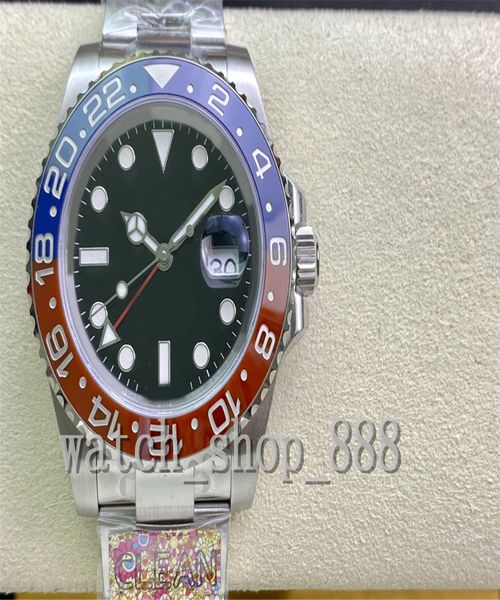 

clean factory mens watch super quality cal.3285 movement 40mm gmt 126710 pepsi cerachrom watches 904l steel waterproof mechanical automatic, Slivery;brown