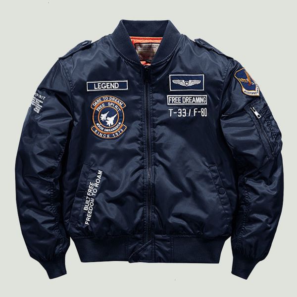 

mens jackets hip hop bomber baseball jacket men embroidery winter thick warm military motorcycle ma1 pilot male 221129, Black;brown