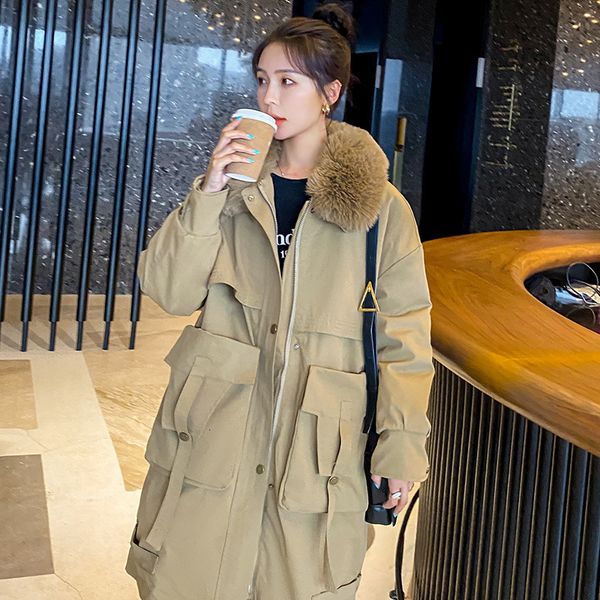 

women's down parkas cotton jacket winter warm loose pike coat korean version of fashion temperament 221129, Black
