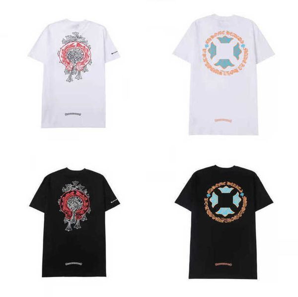 

luxury men's classic t shirt brand tees men women sanskrit letter short sleeve horseshoe couple t-shirts designer polos tshirts cross, White;black