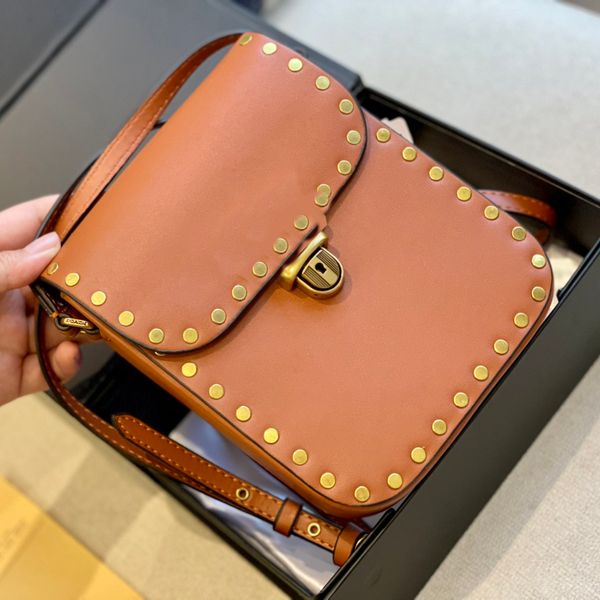 

designer bags 2022 new studio lock cell phone one shoulder messenger rivet classic old flower zero wallet retro push button handbag detachab