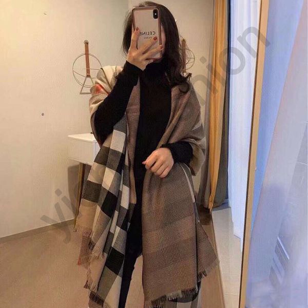 

& winter scarf for silk cashmere knit plaid b neck headscarf femme warm pashmina foulard bandana, Blue;black