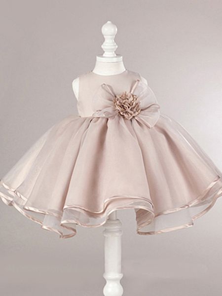 

lovely ball gown flower girl' dress organza with satin party dresses, White;blue