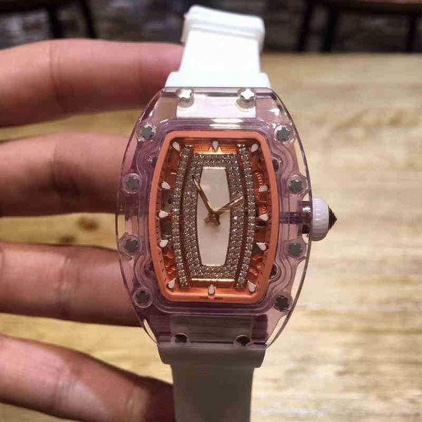 

luxury mens mechanical watch richa milles rm07-02 women's multifunctional 2824 automatic crystal case rubber siwss movement wristwatch, Slivery;golden