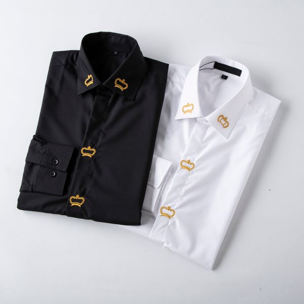 

mens dress shirt designer fashion social red check men s solid color business casual long sleeve size s5xl, White;black