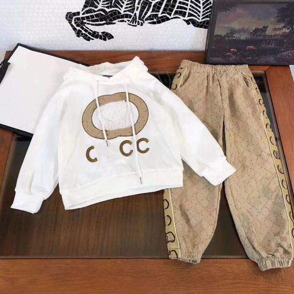 

sell kids hoodie sweater set fashion classic style 2-12 years new winter villus boys and girls sports suit baby infant short sleeve clothes, White