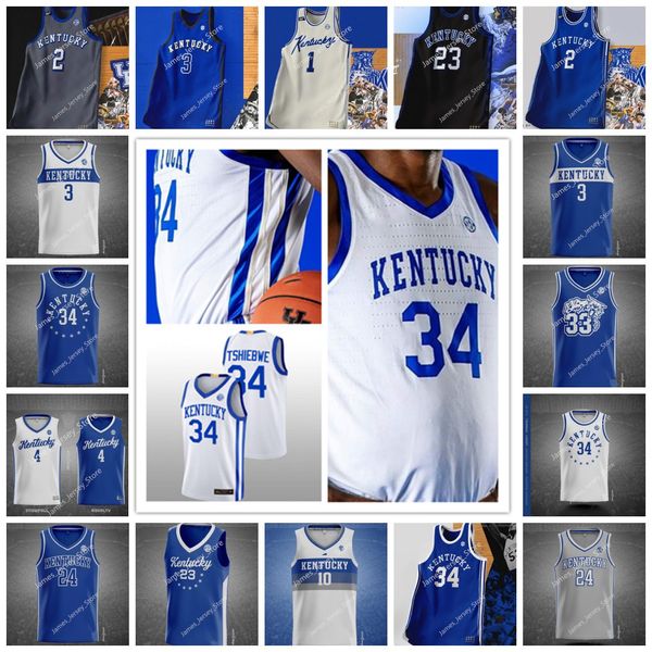 

ncaa kentucky wildcats basketball jersey stitched custom style 31 kellan grady 34 oscar tshiebwe 11 dontaie allen 55 lance ware bryce hopkin, Black