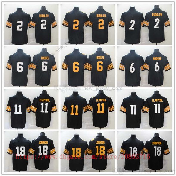 

football pittsburgh''steelers''new jerseys 2 troy polamalu 6 hodges 3 haskins jr 8 pickett johnson claypool, Black;red