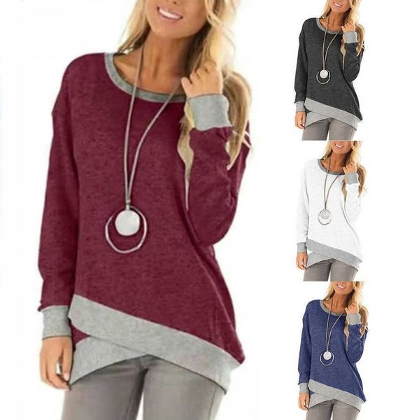 

women's knitwear 2022 new round neck irregular large size long sleeve top, White