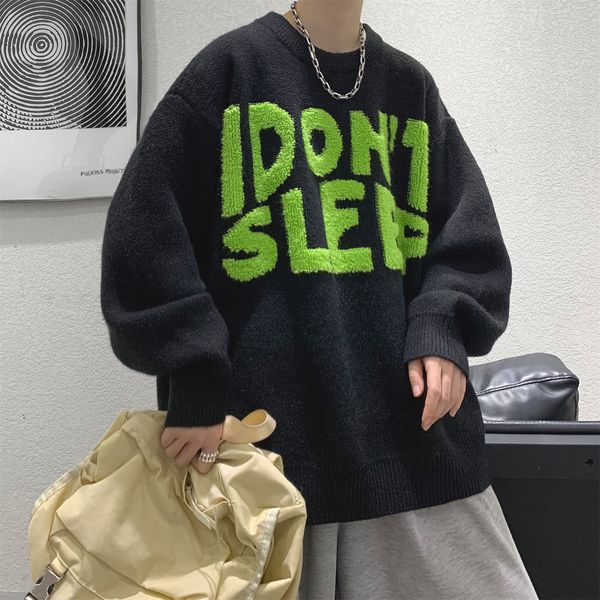 

men s sweaters privathinker fashion letter graphic sweater harajuku hip hop autumn knitted pullovers round collar male knitwear 220930, White;black