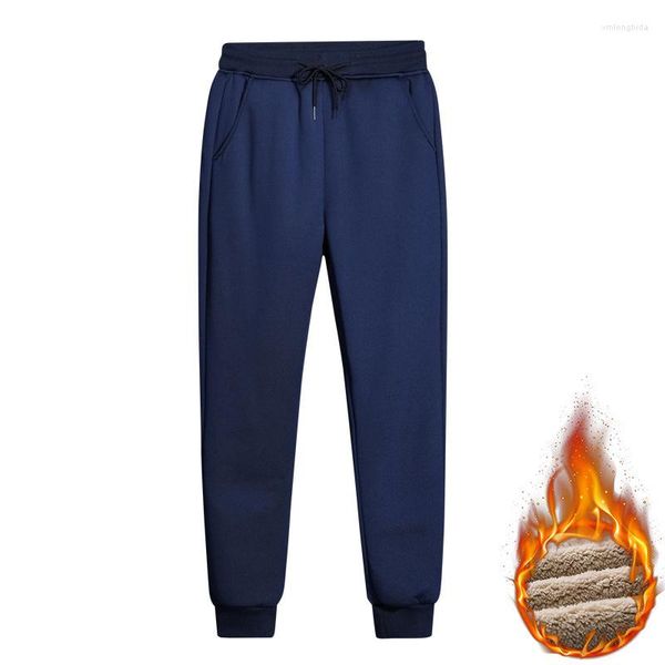

men's pants plus fleece thick sports trousers winter long fat increase lamb warm feet men loose guard male, Black