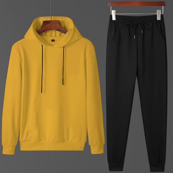

new men casual sets harajuku spring autumn men's sportswear tracksuits solid hoodies pants two piece outfit set hip hop clothing, Gray