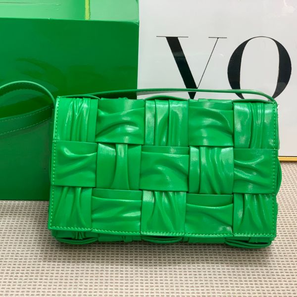 

designer woven shoulder bags for men women square grid flap crossbody wallet clutch purse leather ladies weave handbags luxury bag green