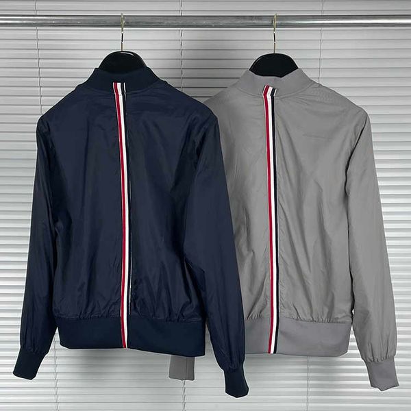 

2022 fashion brand tb jacket men cardigans clothing back striped v-neck baseball uniform spring autumn sports casual coat male, Black;brown