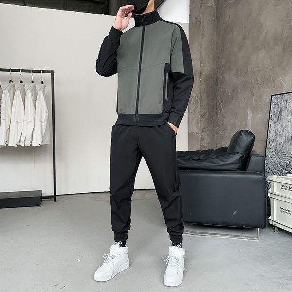 

men's tracksuits autumn and winter coat trousers korean style hooded suits men's sport suit casual wear fashion 220930, Gray