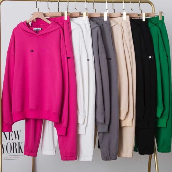 

jil hoodie sander sweatshirt women suit designer sweater cotton hoody pants two piece hoodies, Black