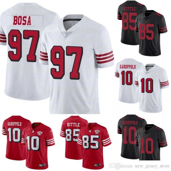 

football jerseys 75th men women youth san francisco''49ers''jersey 85 george kittle 97 nick bosa 10 jimmy garoppolo, Black;red