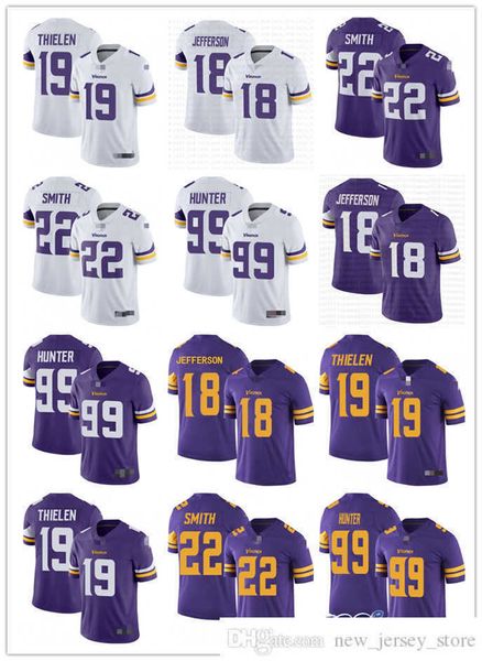 

football jerseys minnesota''vikings''19 adam thielen 18 justin jefferson 4 dalvin cook 84 randy moss 22 harrison smith 9, Black;red