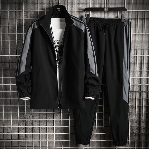 

men's tracksuits jacket men's jacket autumn korean version of the trend sports suit men's wear with a set of handsome jacket, Gray