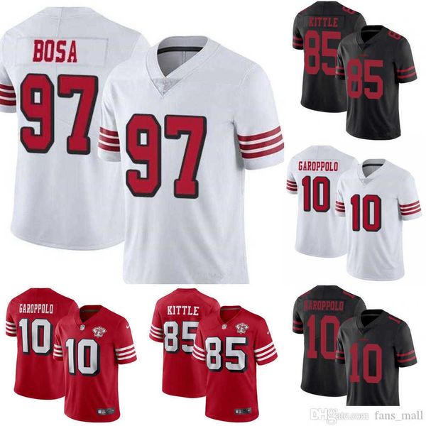 

football jerseys 75th men women youth san francisco''49ers''jersey 85 george kittle 97 nick bosa 10 jimmy garoppolo, Black;red