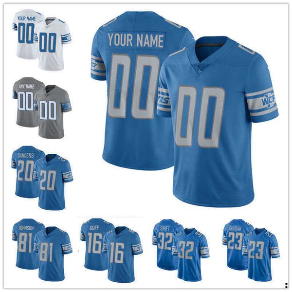 

jersey 97 aidan hutchinson 18 jameson williams custom detroit''lions''20 barry sanders 16 jared goff 32 d'andre swi, Black;red