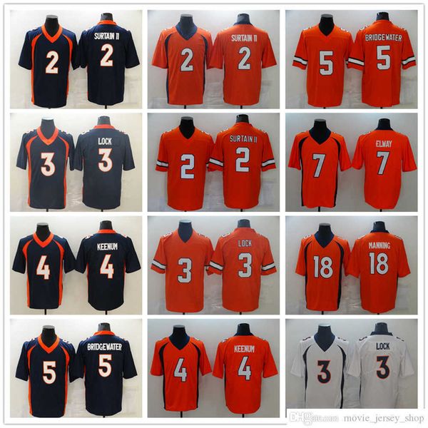 

2022 new football jerseys 2 patrick surtain 3 drew lock 4 keenum 5 teddy bridgewater 7 john elway 18 peyton manning jersey, Black;red