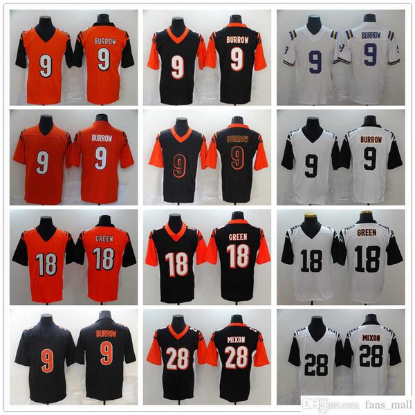

2022 new football jerseys 9 joe burrow 28 joe mixon 18 aj green stitched jersey, Black;red