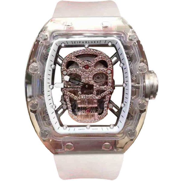 

rm052-01 superclone active tourbillon men's watch personality fashion cool transparent rm52 skull sports waterproof hollow out dial squ, Slivery;golden
