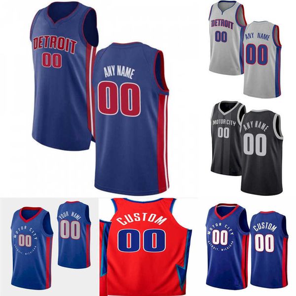 

basketball jersey 75th mens womens youth detroit''pistons''2 cade cunningham 55 luka garza 7 killian hayes 5 frank jacks, Black;red