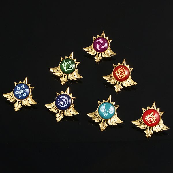 

animation monde god's eye brooch two dimensional alloy badge carved with clear sweet rain rice wife liyue ac198, Gray