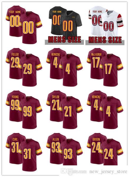 

football jerseys custom men washington''commanders''17 terry mclaurin 99 chase young 5 jahan dotson 24 antonio gibson 21, Black;red