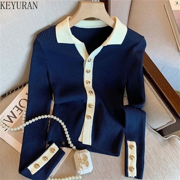 

womens jackets navy blue knitted cardigan women sweater autumn chic slim lapel single breasted long sleeve knitting jacket crop y2k female 2, Black;brown
