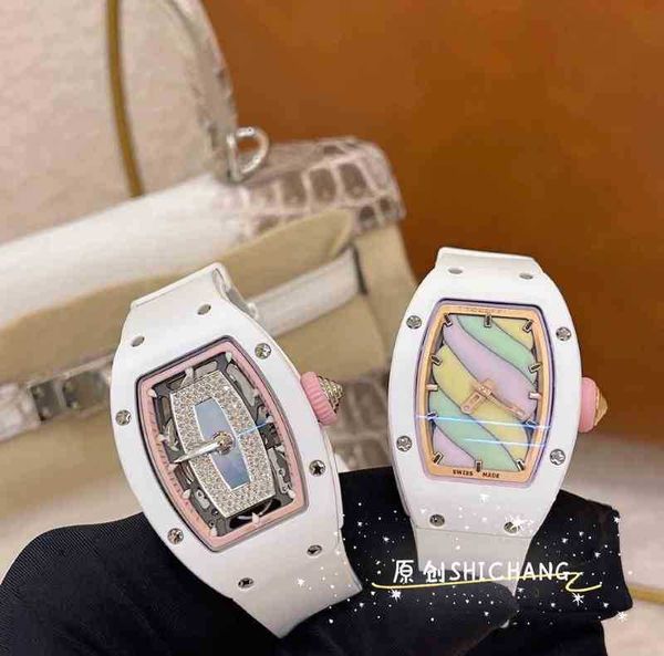 

watches wristwatch designer luxury mens mechanical watch richa milles ins minority light white ceramic temperament lips fashion marshmallow, Slivery;golden