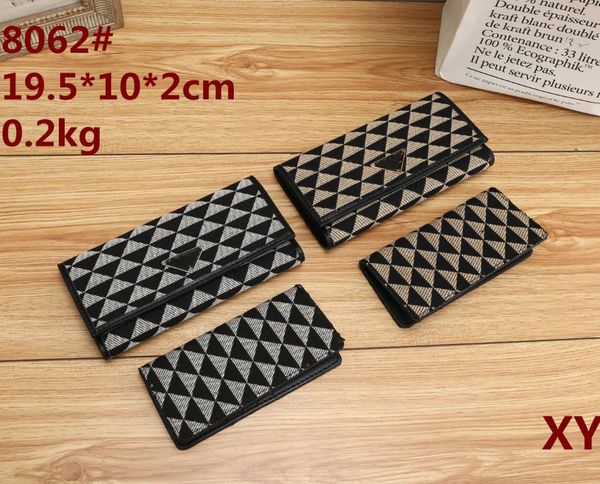 

men's and women's classic triangle design wallet fashion versatile luxury wallet multi clip long handbag 2022, Red;black