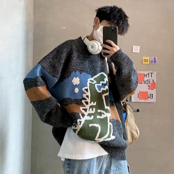 

men s sweaters sweater korean personality pullover goth oversized harajuku all match kawaii bottoming female wool sweater couple wear 220930, White;black