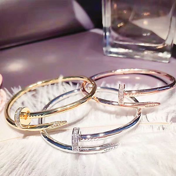 

fashion designer women's bracelet 18k gold nail bangle boys girls christmas love gift 316l stainless steel jewelry, Black