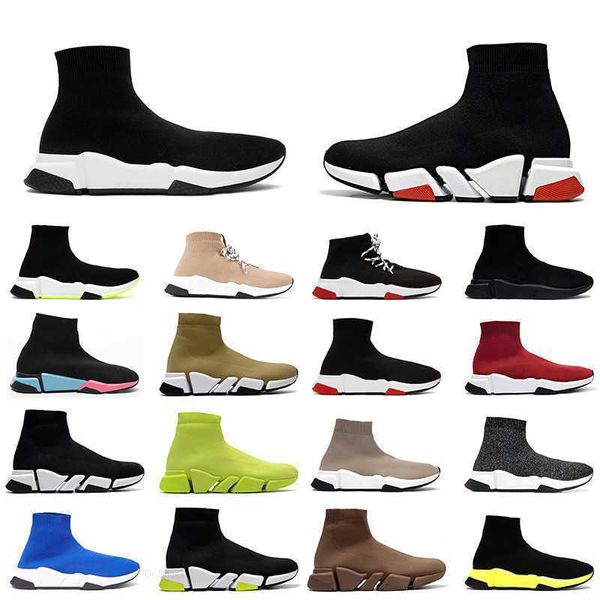 

elastic socks shoes men's high knitted speed sneakers of breathable light casual shoe triple s black white beige platform paris women&#