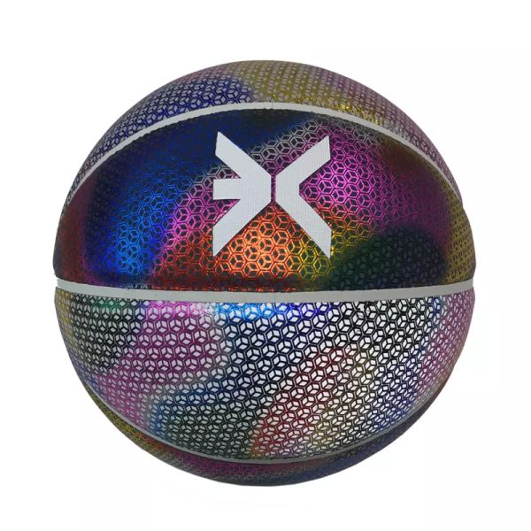 

ball reflective basketball glow in the dark holographic better grip with phone flash on for game and video