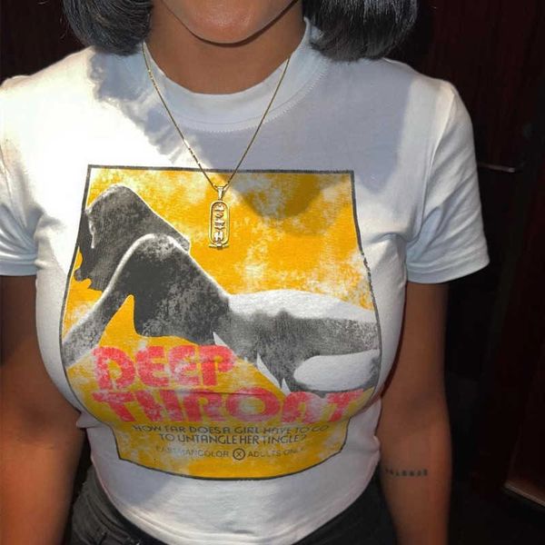 

womens knitwear x22tp159 2022 summer new print letters round neck tight short sleeve tshirt women, White