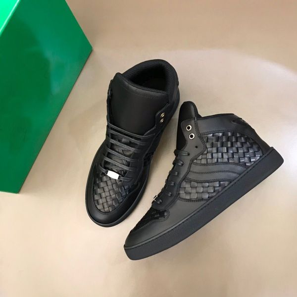 

high intrecciato weave sneakers shoes men suede & leather lace up man casual skateboard walking outdoor comfort footwear eu38-46, Black