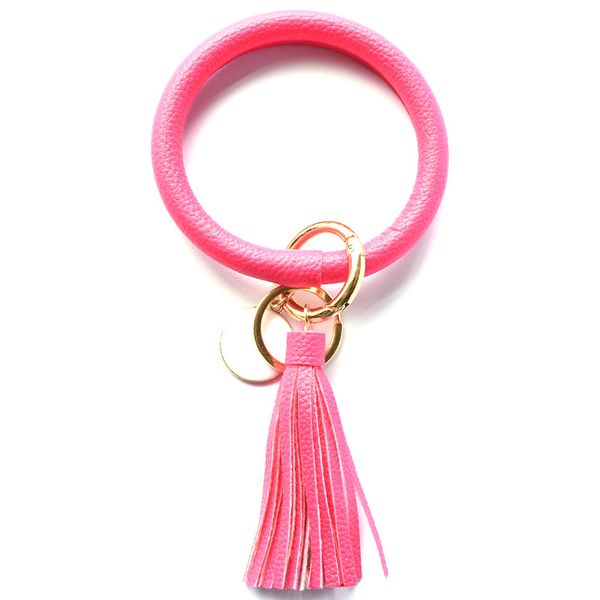

keychains christmas pure leather key ring creative bracelet pu tassel pendant fashion multiple styles sun flag pattern wrapwristlet round ba, Silver