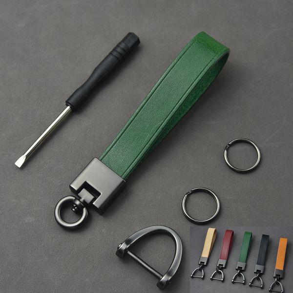 

gipyon genuine leather keychain first layer cowhide car fob keychain holder, Silver
