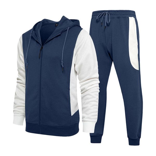 

men's tracksuits good quality spring and autumn plus size color matching sportswear youth men hoodypants comprehensive training clothin, Gray