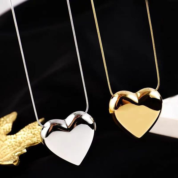 

double-sided heart necklace pendant jewelry necklaces titanium steel love pendants clover man chain saturn luxury chains heart designer for, Silver