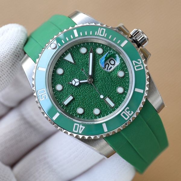 

watch automatic mechanical mens 40mm rubber strap 2836 movement sapphire crystal classic business super luminous wristwatches, Slivery;brown