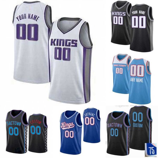 

basketball jerseys 75 th men women youth sacramento''kings''22 richaun holmes 3 terence davis 0 tyrese haliburton 8 maur, Black;red