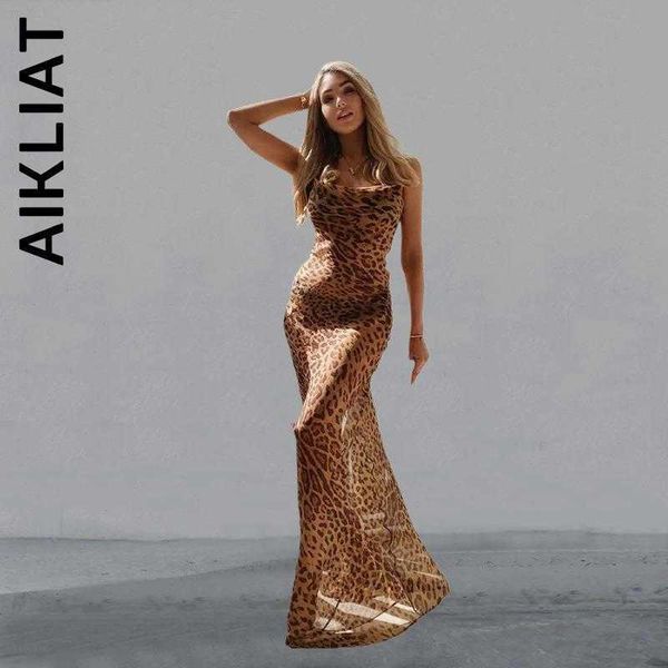 

party dresses aikliat dress fashion women spaghetti strap leopard long sundress maxi dress vintage sweet dress elastic lazy female women t22, White;black